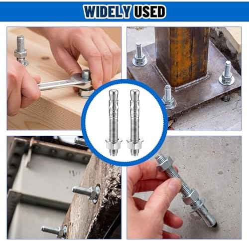 Moxweyeni 20 Pcs 3/4" X 5-1/2" Zinc Plated Wedge Anchors for Concrete