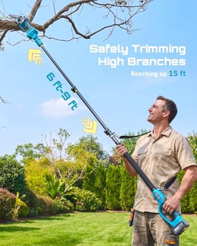SEESII 4-in-1 Pole Saw & Pruning Shears Combo Kit with Brushless Motor