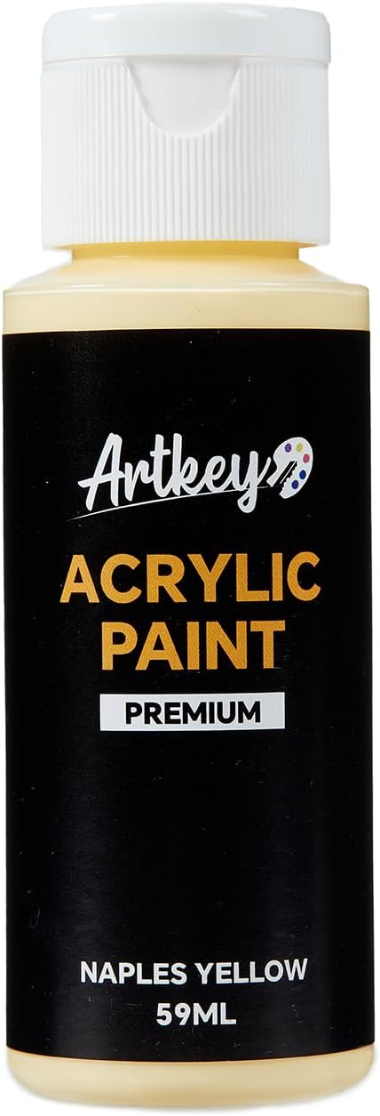 Artkey Naples Yellow Acrylic Paint - 2oz/59ml Acrylic Paints Professional Artists Painting Kit for Canvases Fabric Rock Leather Easter Egg Wood Ceramic Glass Art Craft Painting