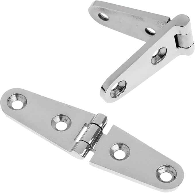 316 Stainless Steel Boat/Door Hinge ，Heavy Duty Marine Grade Cupboard Cabinet Drawer Door Strap Butt Hinge Furniture Hardware (Size: 4”X1”,2pcs)