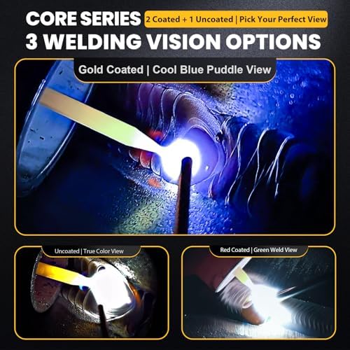 Core Series Gold Shade 11 Auto Darkening Welding Lens 2" x 4 1/4", Slim 0.2" Welding Lens with Cool Blue Puddle View for Pancake & Sugar Scoop Welding Hoods