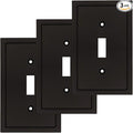 Modern Edge Decorative Wall Plate Switch Plate Outlet Cover, Durable Solid Zinc Alloy (Single Toggle 3PK, Matte Black)