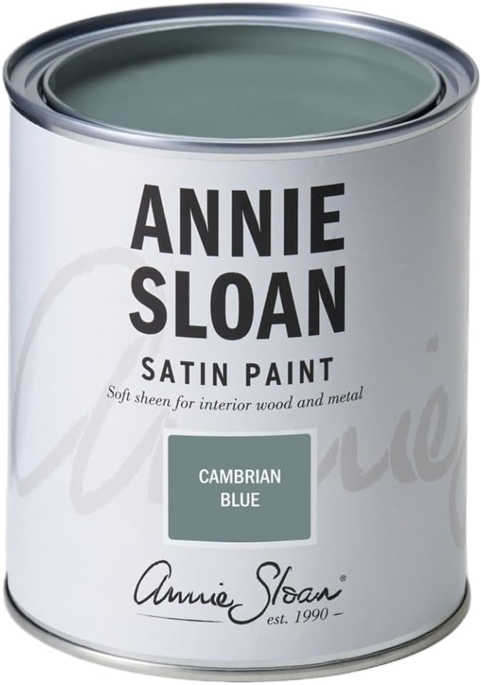 Annie Sloan Satin Paint (Cambrian Blue, 25 Fl Oz/750 mL). Soft sheen for interior wood and metal. Self-leveling, all-in-one paint with no wax or lacquer required.