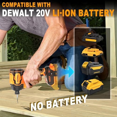 MICWELL Cordless Impact Driver (Tool Only) Compatible with Dewalt 20V Max Battery, Up to 2300 In-lbs Brushless 1/4" Impact Driver, 4-Speed Lightweight with Tool Bag, LED Light