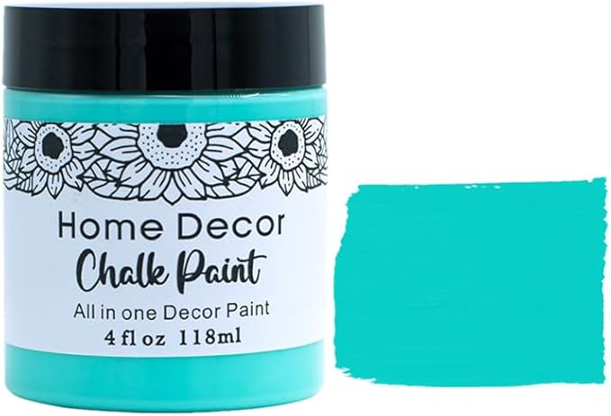 Non-Toxic Furniture Paint Vintage Chalk Paint for Wood/Metal/Glass, Indoor/Outdoor Use No Sanding & Primer Needed Matte Finish Cabinet Paint, Waterbased | Acrylic | Crafts for DIY Projects 4oz/118ml (Turquoise)