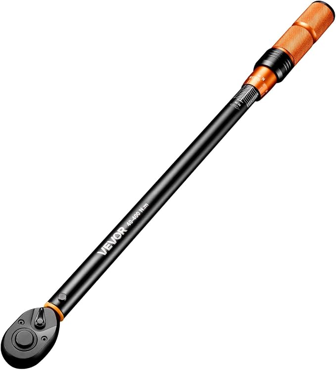 VEVOR Torque Wrench 1/2-inch Drive Click Torque Wrench ±3% High Precision, 29.4-294.1 lbf-ft / 40-400 N.m, Dual Scale Readings, with Extension Bar, Adapter and Storage Case, for Automotive Repair