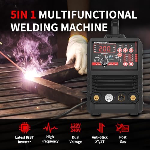 PONEY 200 A TIG Welder 110V/220V 5 In 1 Aluminum Welder Machine