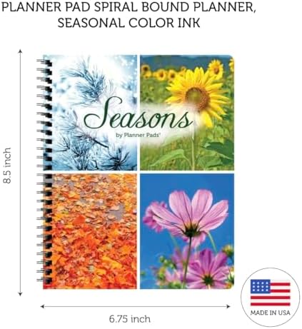 Planner Pad Spiral Bound July 2026 – June 2027 / Academic Year 6 3/4" x 8 1/2" Medium 3-Tier Funnel Down 12 Month/Weekly Organizer, Seasonal Color Ink