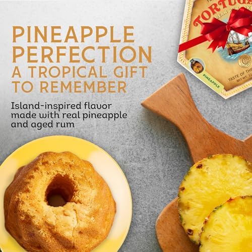 TORTUGA Caribbean Pineapple Rum Cake - 16 oz Caribbean Pineapple Rum Cakes - The Perfect Premium Gourmet Gift for Stocking Stuffers, Gift Baskets, and Christmas Gifts - Great Snack Cakes for Delivery