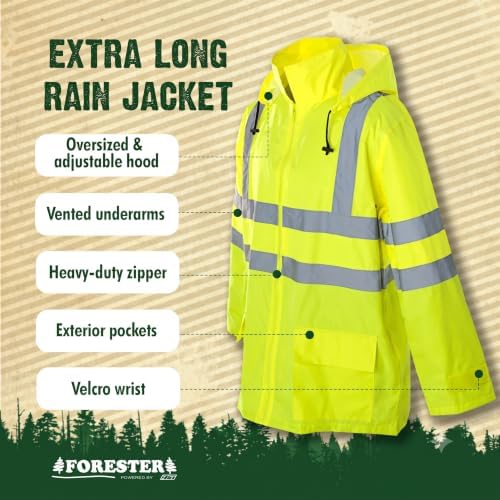 FORESTER Class 3 Hi-Vis Rain Suit - Waterproof Jacket & Pants | Heavy Duty Rain Gear for Men & Women | Reflective