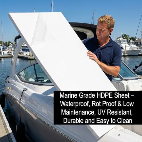 White HDPE Sheet 12x24(12mm) 1/2" Thick Marine Board, Heavy Duty Waterproof UV Protected HDPE Plastic Panel for Boat Board, Marine Grade, Workbench Top, Structural Support, Garage Flooring