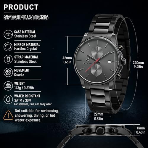 Stylish Stainless Steel Men's Watches with Functional Chronograph Subdials