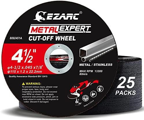 EZARC Metal Cut Off Wheels, 4.5" x .045" x 7/8", 25-Pack