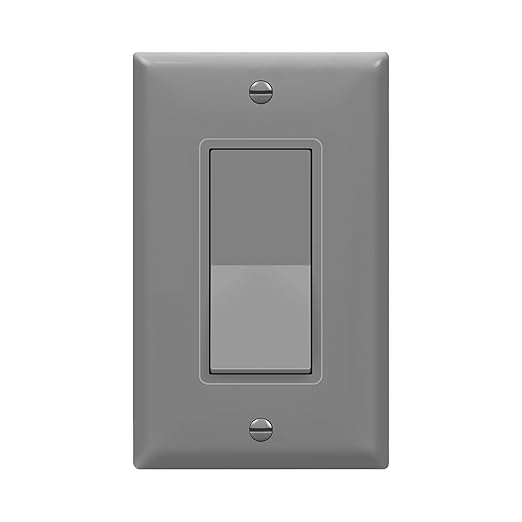 ENERLITES Decorator Switch with Wall Plate, Paddle Light Switch, 3-Way or Single Pole, 3 Wire, Grounding Screw, Residential Grade, 15A 120V, UL listed, 93150-GYWP, Gray with Wall Plate
