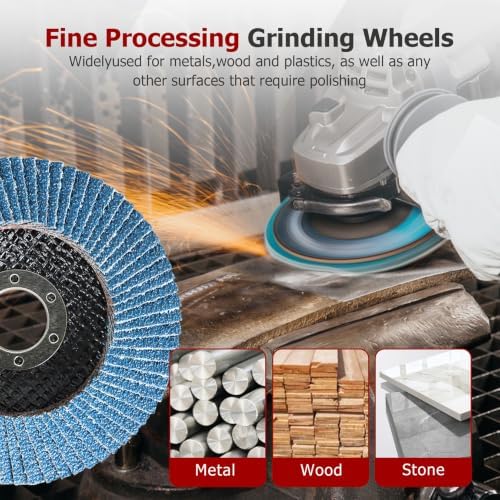 findmall 50 Pack 4-1/2" X 7/8" 60 GRIT Premium Zirconia Type 29 Flap Disc Grinding Wheel Sandpaper for Angle Grinder, Sanding Discs, Finishing