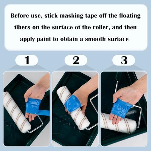 Mister Rui 9 Inch Paint Roller Kit with Microfiber Covers & Extension Pole