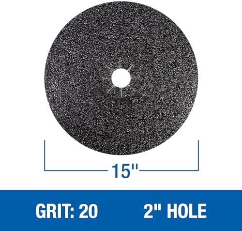 Mercer Industries 425020 Silicon Carbide Floor Sanding Disc, Cloth Back, 15" x 2" Hole, Grit 20X, 20-Pack