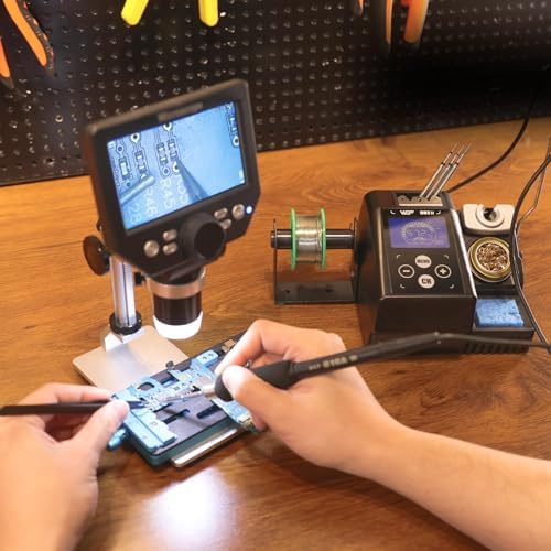 WEP 982 II Precision Soldering Station Kit with 3 C245 compatible Soldering Iron Tip Cartridge, Lead-Free Solder Wire, 4 Memory Channels, Tip Change Groove, Integrated Cleaning Tools