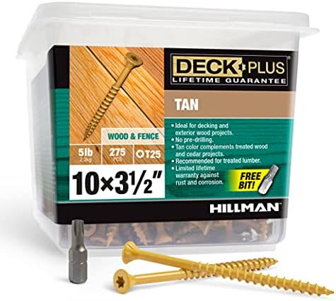 Deck Plus Wood Screws, #10 x 3-1/2in, 5lb Box, 275 Pieces, Tan