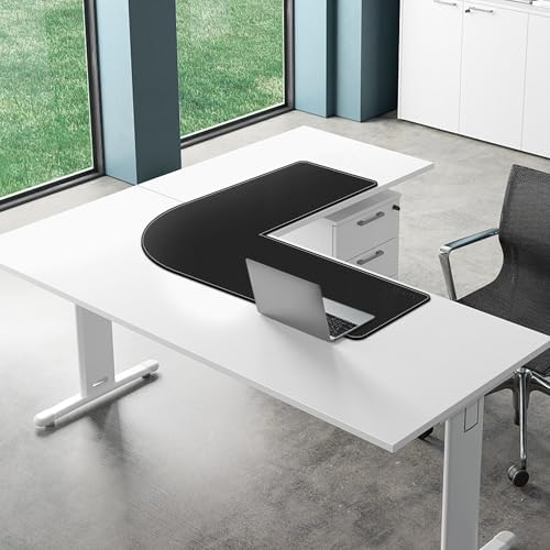 Mydours L-Shape Desk Pad, (38"+38") x13 Large PU Leather Corner Mat,Black