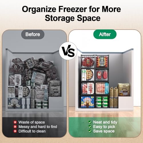 Freezer Organizer Bins, 6 Pack Big Baskets for 5/ 7 Cu.FT Deep Freezer