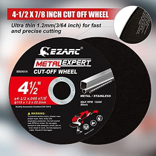 EZARC Metal Cut Off Wheels, 4.5" x .045" x 7/8", 25-Pack