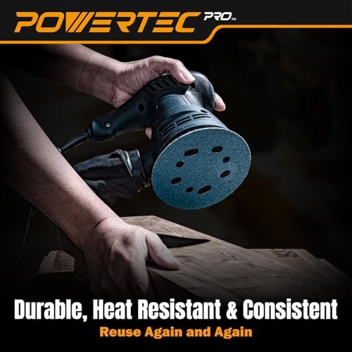 POWERTEC PRO 100PK, 5 Inch Sanding Discs Hook and Loop, 120 Grit, Ceramic Orbital Sander Sandpaper for 5 & 8 Hole Random Orbital Sanders - Automotive, Paint, Metal, Woodworking (45312C-50-P2)