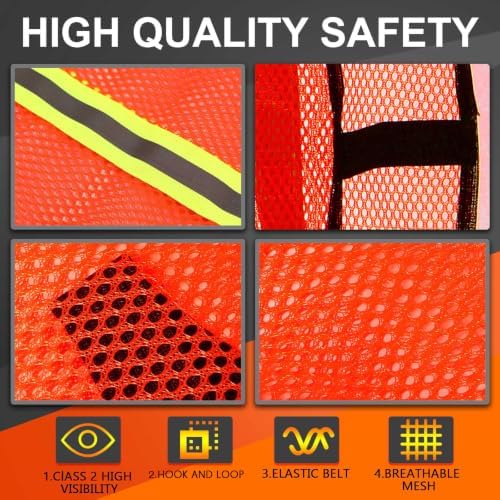 Haysandy 20 Pcs High Visibility Vest Reflective Safety Vest,BrightOrange