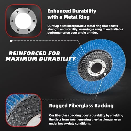 50 Pack 40 Grit Zirconia Flap Discs 4.5" x 7/8" T27 for 4 1/2 Inch Angle Grinder Flap Wheels Heavy-Duty Grinding & Sanding Discs for Metal, Wood, Stainless Steel