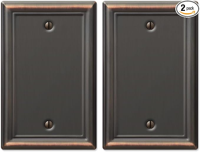 Amerelle 149BDB Chelsea Wallplate, 1 Blank, Aged Bronze (Pack of 2)
