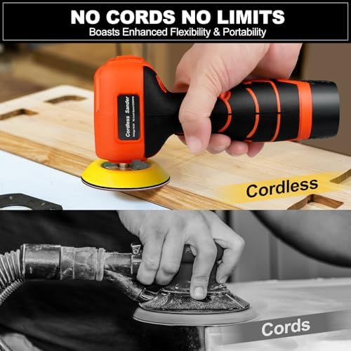 Cordless Electric Sander with 36PCS Sandpapers, 3500 RPM, 2000mAh Battery, Lightweight & Compact Design for Wood, Metal, Paint Removal, and DIY Projects