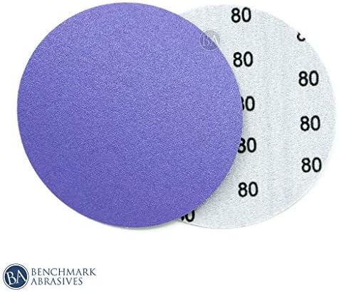 Benchmark Abrasives 6 Inch Sanding Discs Hook and Loop Ceramic No Holes Adhesive Sandpaper for Surface Blending, Automotive Metals Fiberglass - Orbital Sander Sandpaper (50 Discs), 100 Grit