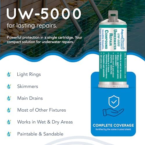 Swimming Pool Epoxy Repair Kit | Waterproof Epoxy Putty | Pool & Spa Repair | Underwater Sealant for Cracks & Leaks | Easy DIY | Concrete, Fiberglass, PVC | DMK-5000 50ml (1.7 oz) Kit | White