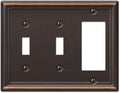 Amerelle 149TTRDB Chelsea Wallplate, 2 Toggle / 1 Rocker, Steel, Aged Bronze, 1-Pack