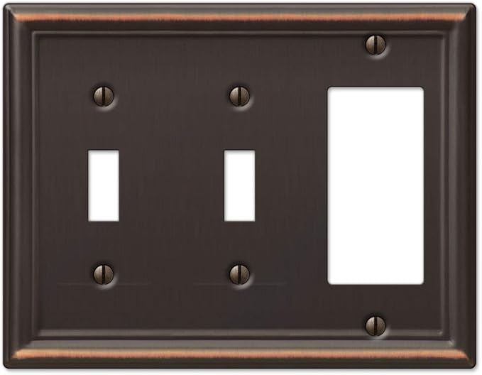 Amerelle 149TTRDB Chelsea Wallplate, 2 Toggle / 1 Rocker, Steel, Aged Bronze, 1-Pack