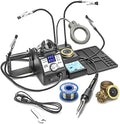 X-Tronic 3060-PRO - 75 Watt Soldering Iron Station with Mini Mag Lamp & 4 Helping Hands - 2 Digital LED Displays, 3 Temp Presets, Sleep Func, C/F Func, Brass Sponge w/Flux & Wet Sponge