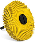 3 Inch Radial Bristle Discs 80 Grit (Yellow) 12 pcs with Mandrel Adapter, Abrasive Brush Wheel for Deburring & Surface Prep