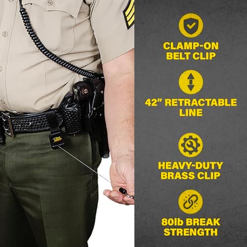 Gear Keeper Key Retractor Security Model - Heavy Duty Key Retractor with Brass Rotating Snap Clip for Maximum Security - Features a 12 Ounce Retraction Force and 42 Inch Spectra/Nylon Line