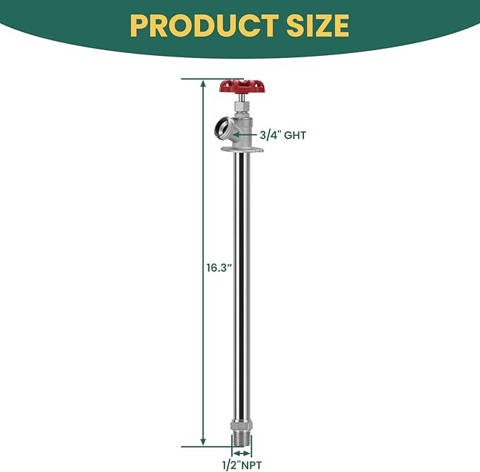 2 Pack 12 Inch Frost-Free Outdoor Sillcock,1/2" NPT Inlet x 3/4" Hose Bib Outlet, Frost-Proof Faucet Bib