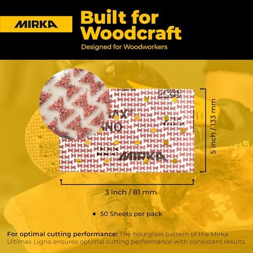 Mirka Abrasive Sheets Ultimax Ligno 3x5 Hook and Loop P220 50 Pack