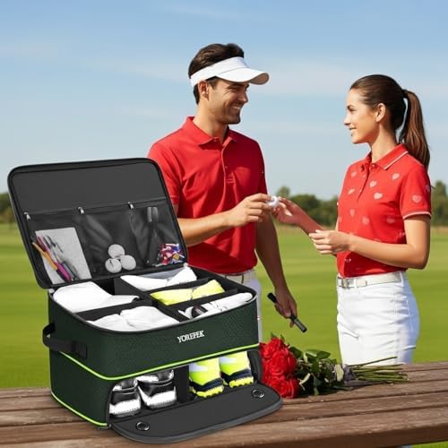 YOREPEK Golf Gifts for Men, 2 Layer Golf Trunk Organizer for 2 Pair Shoes
