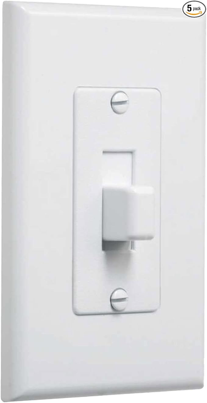 TayMac MW2570W Masque 1-Gang Decorator Style Toggle Switch Cover-Up Wall Plate, 5-Pack, White