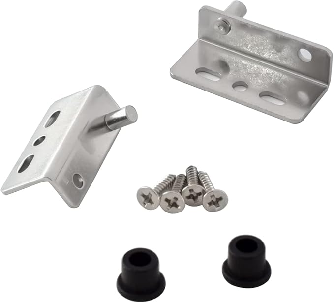 2 Sets Pivot Hinges Silver Heavy Duty Concealed Shaft Door Hinges with Bushing for Wood Doors, Drawers, Furniture Cabinets, Wardrobe, Showcase, etc