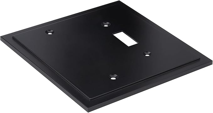Henne Bery Modern Edge Decorative Wall Plate Switch Plate Outlet Cover, Durable Solid Zinc Alloy (Blank/Toggle, Matte Black)