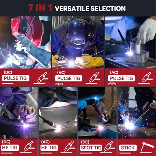 ARCCAPTAIN TIG Welder AC/DC 200A with Pulse 7 in 1 Aluminum Welding Machine