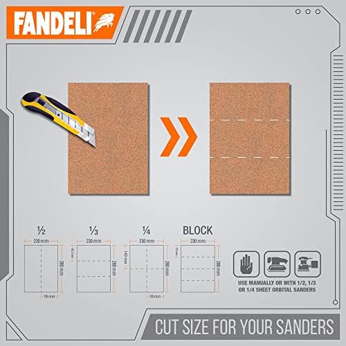 Fandeli | Multi-Purpose Sandpaper | 100 Grit | 75 Sheets of 9'' x 11'' | Ideal for Sanding Metal, Untreated Wood and Painted Surfaces | Sandpaper Sheets.