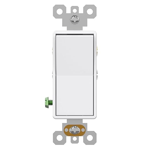 AIDA 1 Pack 4 Way Rocker Decora Light Switch, 15 Amp Self-grounding Electrical Light Switches, Residential Grade, UL Listed, Glossy White
