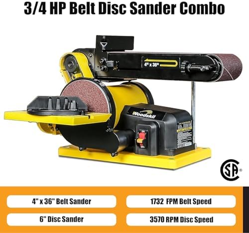 Woodskil 4.3A Belt Disc Sander Combo for Woodworking,4x36" Belt,6" Disc