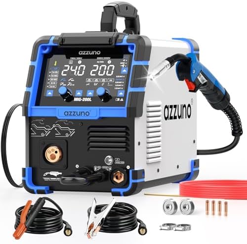 AZZUNO 200A Aluminum MIG Welder, 110V/220V 8-in-1 Welding Machine