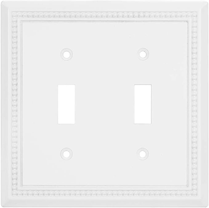 Henne Bery Sunken Pearls Heavy Duty Decorative Wall Plate Switch Plate Outlet Cover (Double Toggle, White)